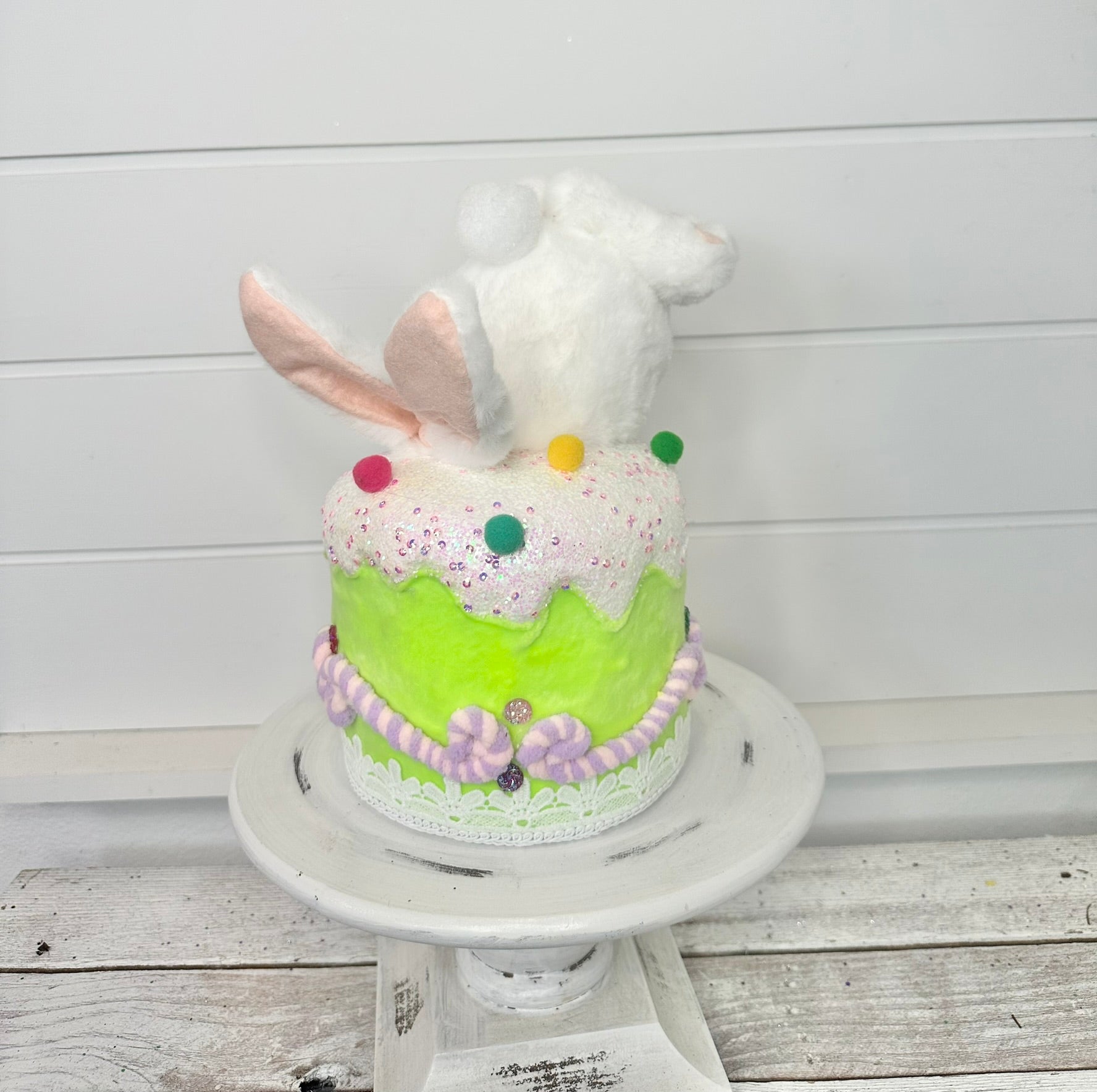 Set of 2 Furry Bunny Bottoms in Cake - 9.5" Styrofoam - White & Pastel Easter Decor - Foam Easter Wreath Attachments - MT26007 TCT Crafts