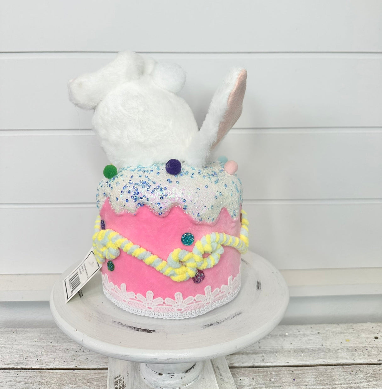 Set of 2 Furry Bunny Bottoms in Cake - 9.5" Styrofoam - White & Pastel Easter Decor - Foam Easter Wreath Attachments - MT26007 TCT Crafts