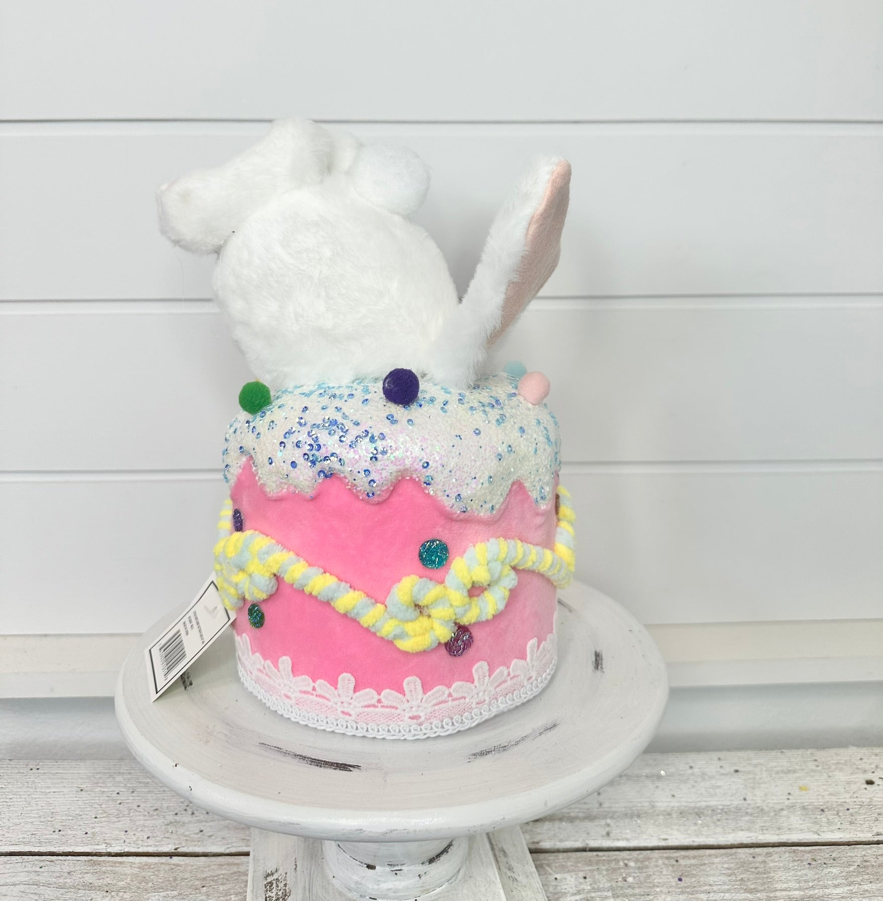 Set of 2 Furry Bunny Bottoms in Cake - 9.5" Styrofoam - White & Pastel Easter Decor - Foam Easter Wreath Attachments - MT26007 TCT Crafts