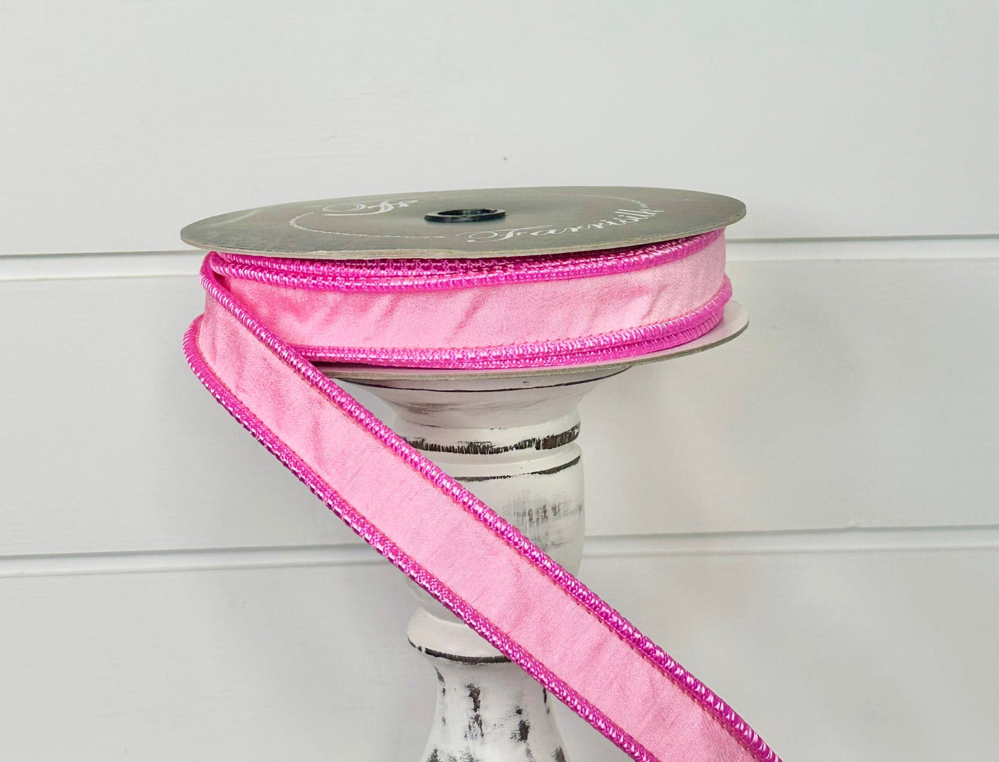 1"x10yd Designer Farrisilk Sherbert Cord Pink Wired Ribbon - Elegant Craft Supplies - Pink Spring Wired Ribbon by TCT Crafts (RK531-14) Farrisilk
