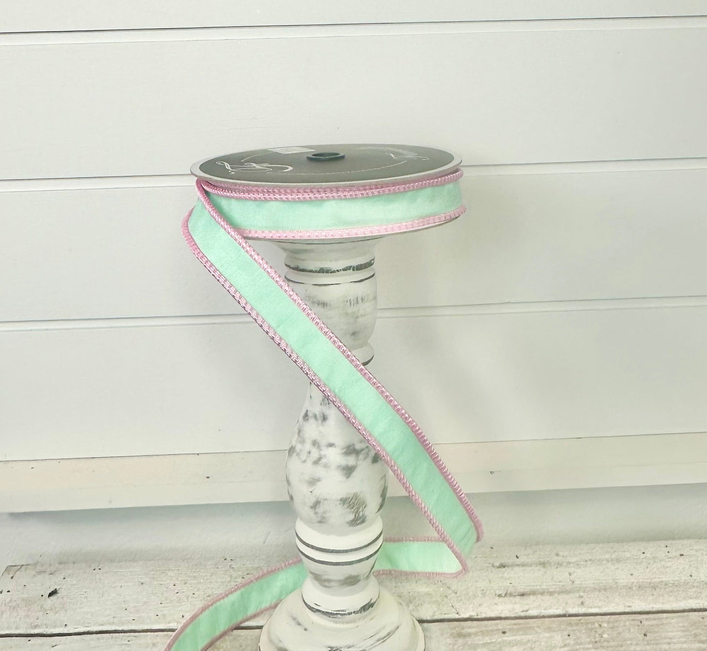 1"x10yd Designer Sherbert Cord Farrisilk Ribbon in Light Blue with Pink Trim - Elegant Ribbon - Spring Wired Ribby by TCT Crafts (RK531-16)