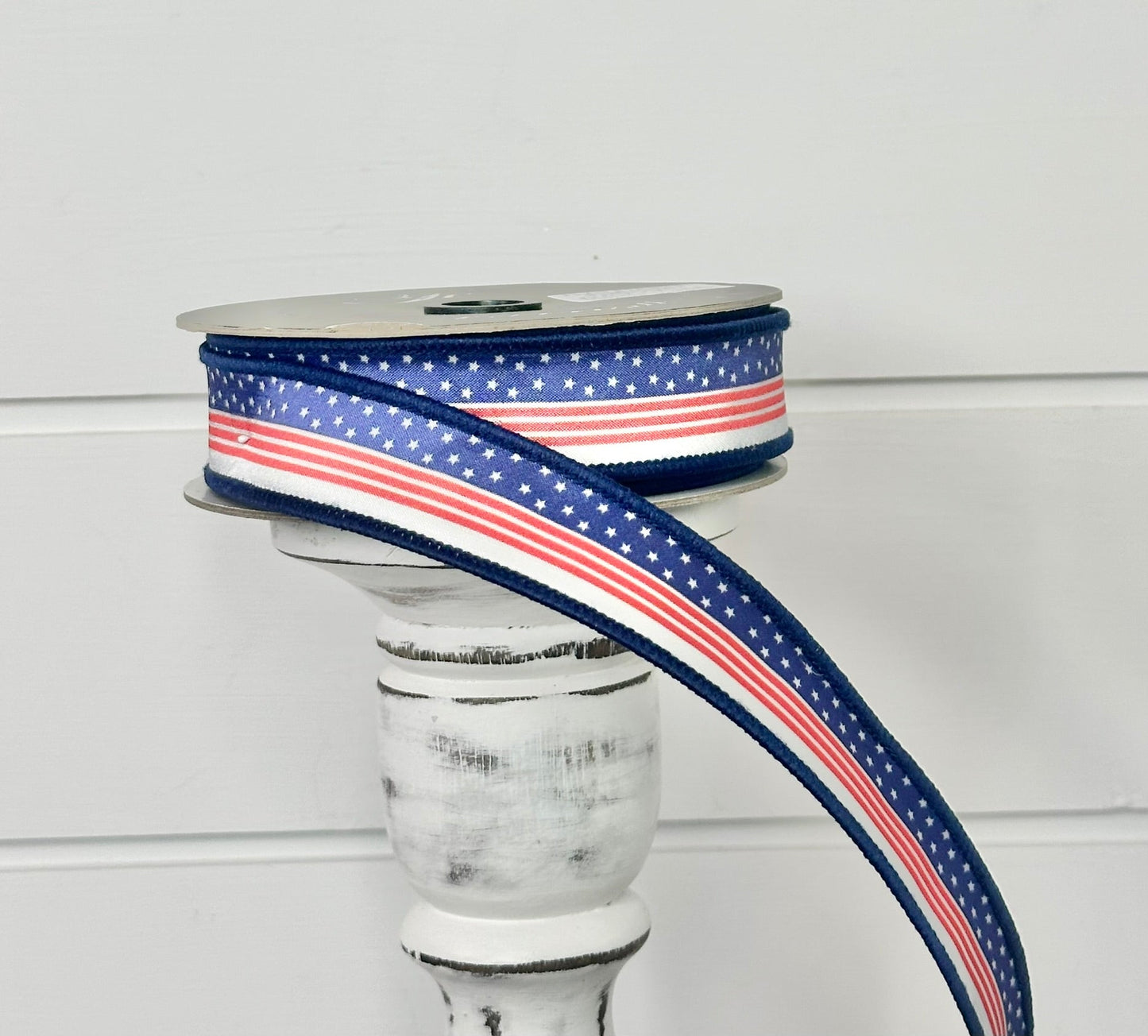 1"x10yd Flag Stripes Red/Blue Farrisilk Wired Ribbon - Patriotic & 4th of July Decor- Patriotic Wired Ribbon by TCT Crafts (RK215-32) Farrisilk
