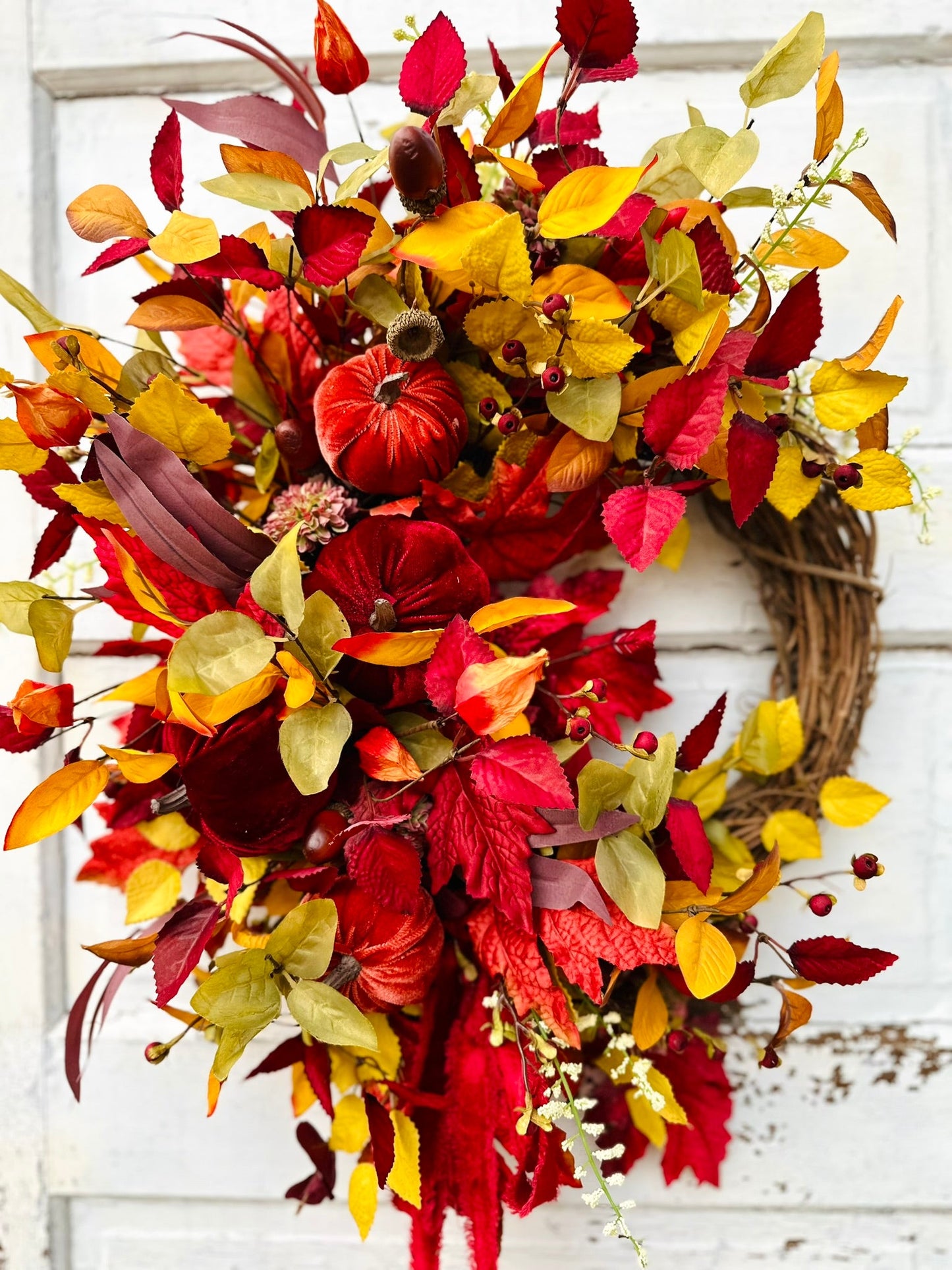Velvet Pumpkin Fall Wreath for Front Door – 23" Autumn Decor TCT Crafts