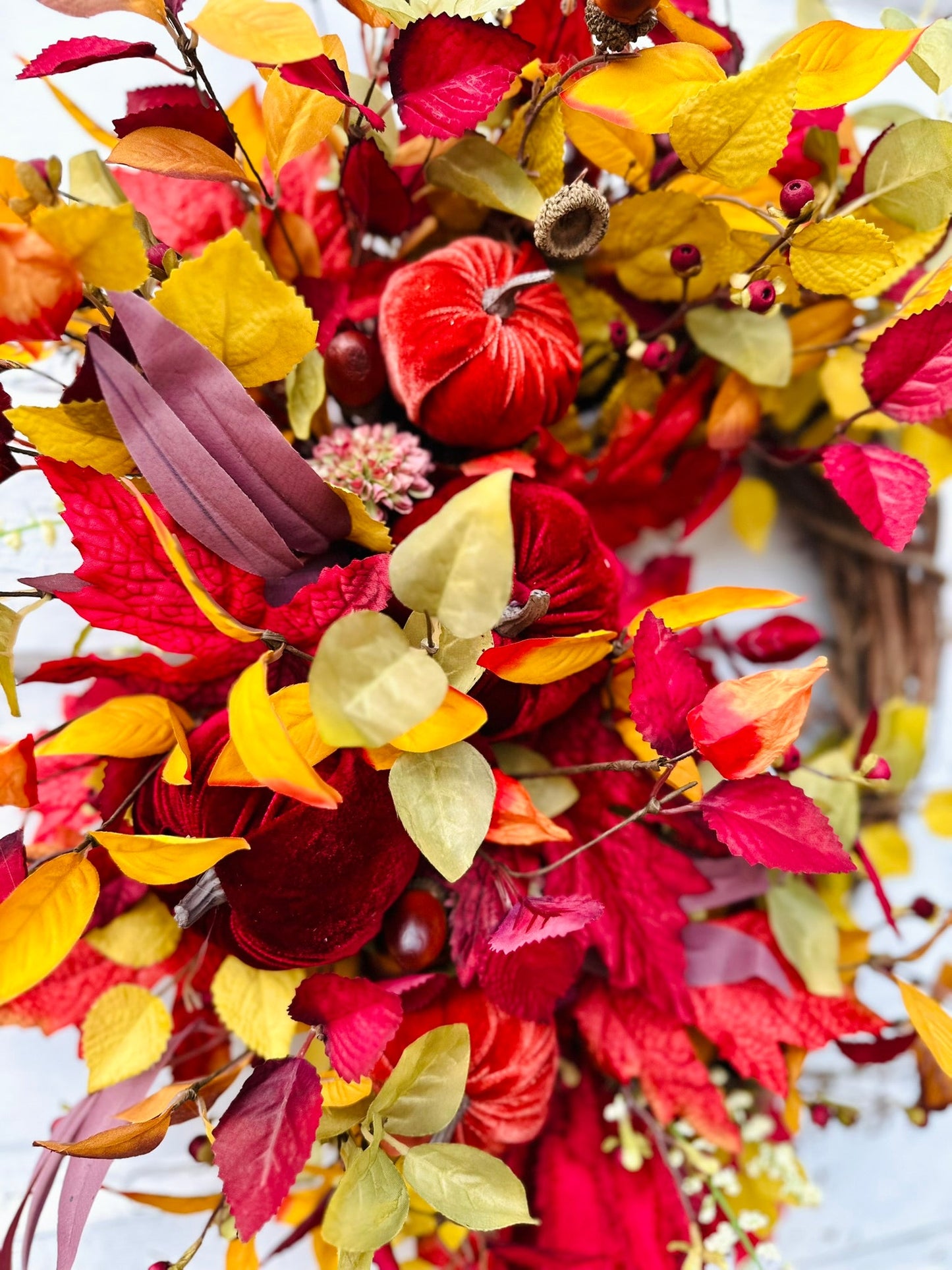 Velvet Pumpkin Fall Wreath for Front Door – 23" Autumn Decor TCT Crafts