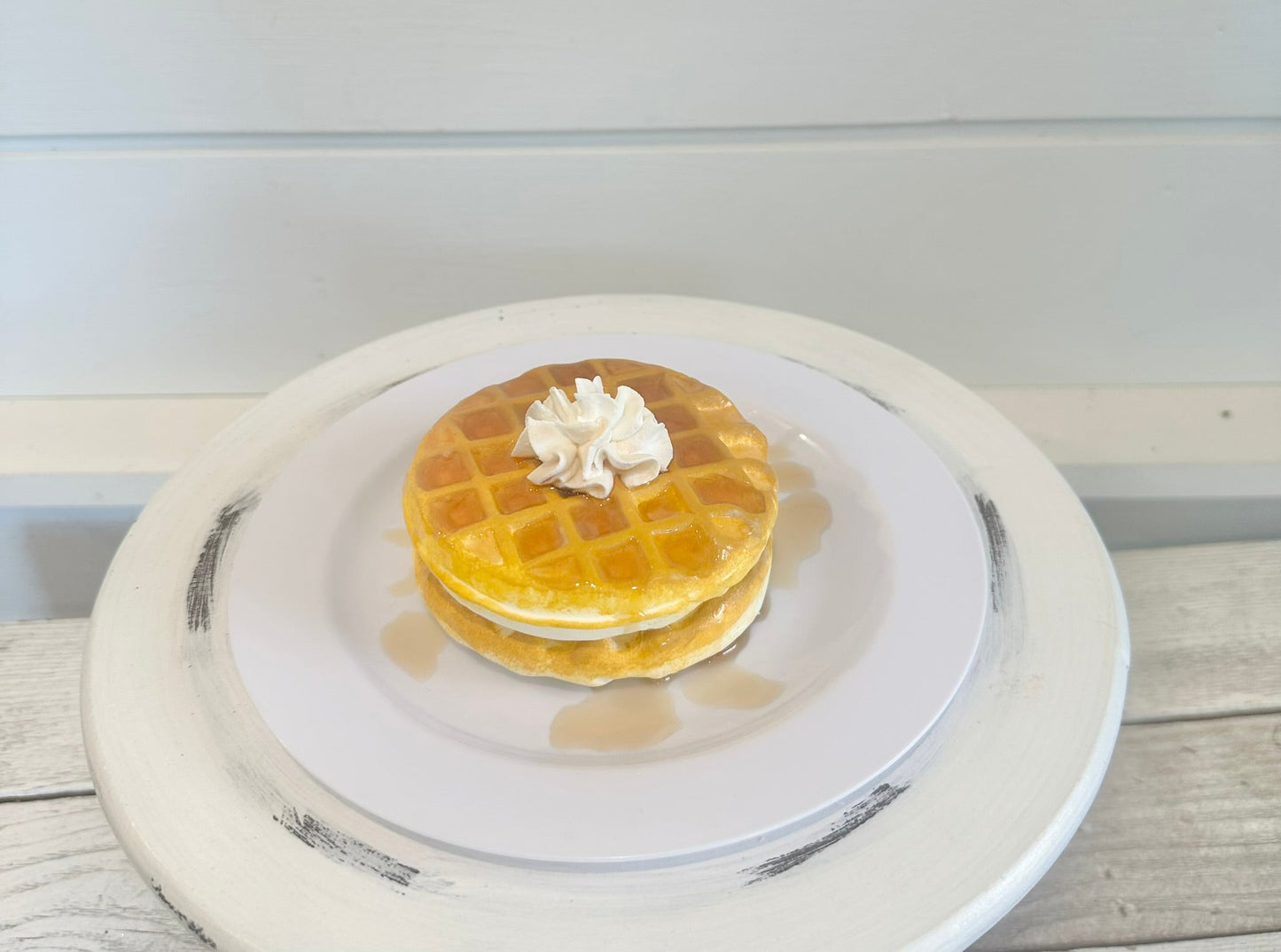 Fake Waffle Plate Display - Decorative Food Prop with Faux Syrup & Cream, Ideal for Photoshoots and Home Decor TCT Crafts