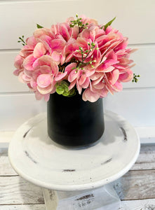 Blush Pink Hydrangea Faux Flower Arrangement in Modern Black Vase, Elegant Home Decor Centerpiece, Perfect Floral Gift for Mom - TCT Crafts