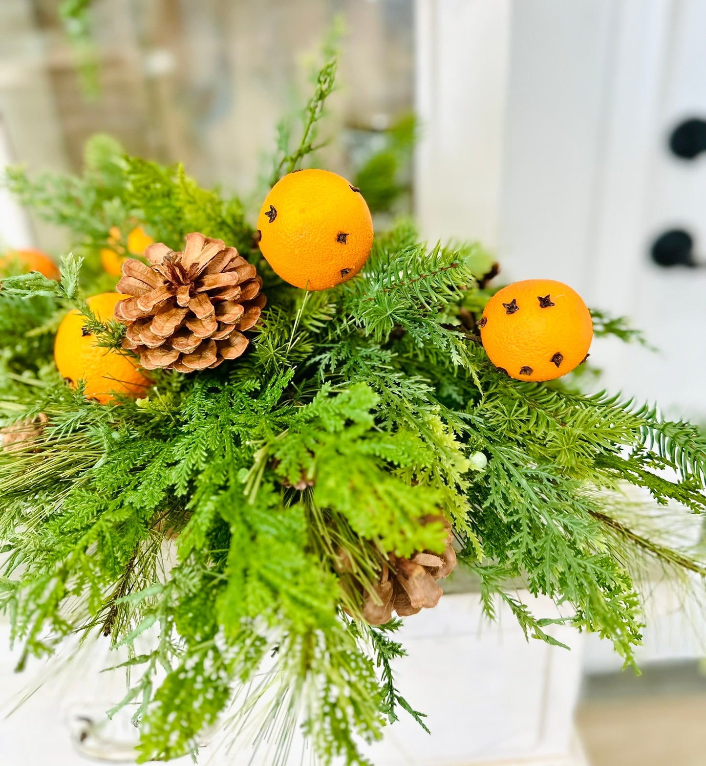 Winter Citrus & Pinecone Arrangement – Holiday Centerpiece with Orange Clove Picks TCT Crafts