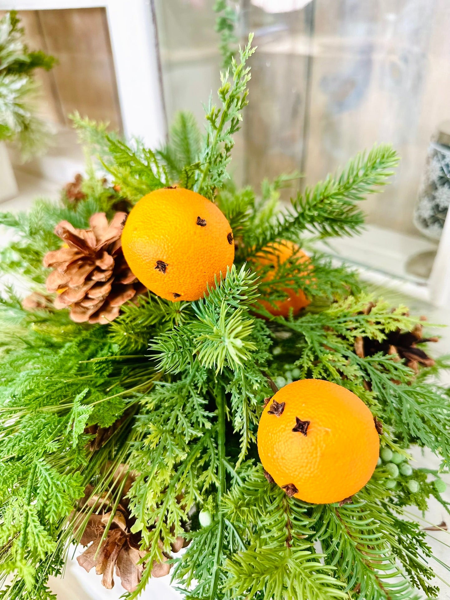 Winter Citrus & Pinecone Arrangement – Holiday Centerpiece with Orange Clove Picks TCT Crafts
