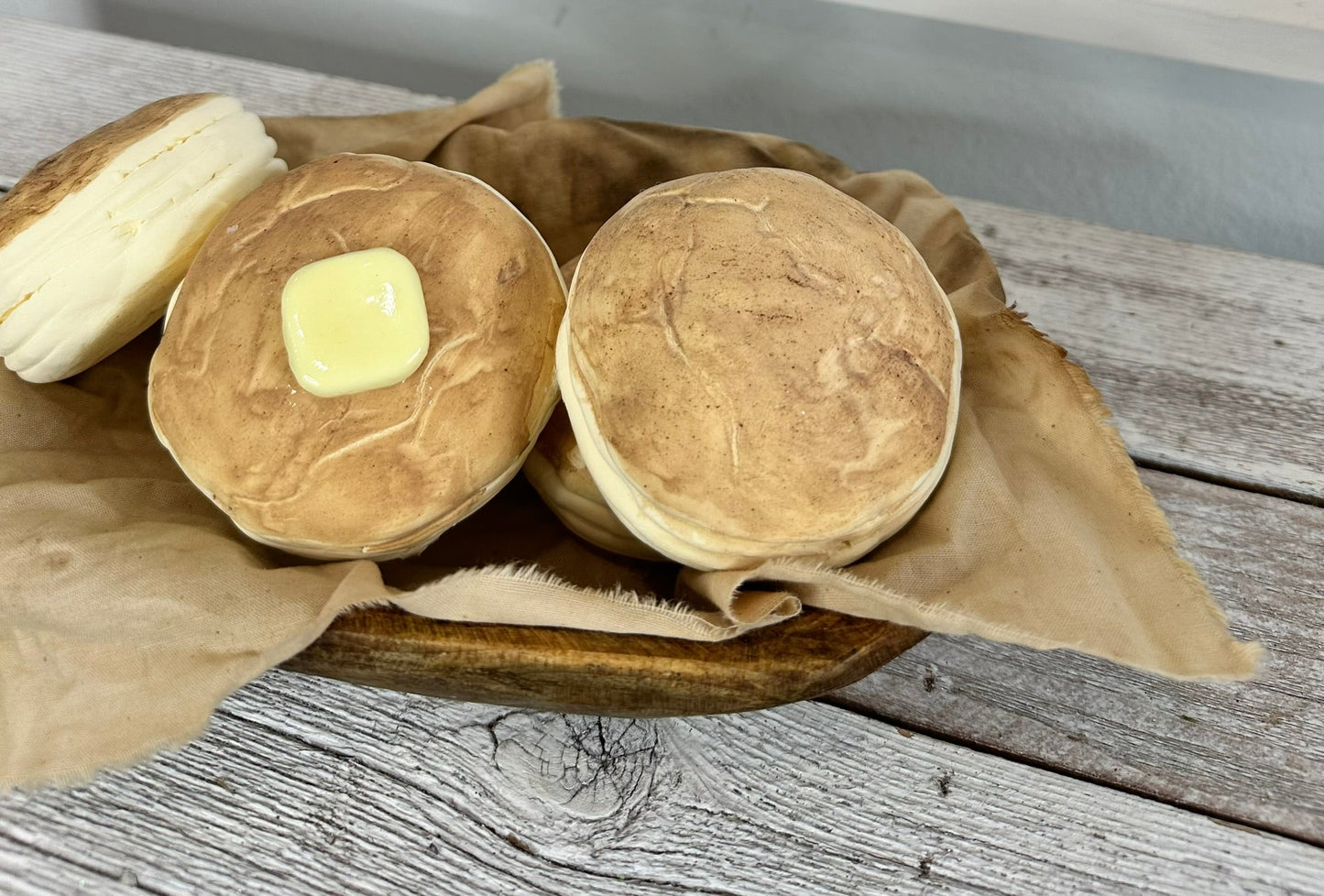Rustic Faux Biscuit Dough Bowl Display, Primitive Kitchen Decor, Fixed Biscuit Basket Centerpiece by TCT Crafts