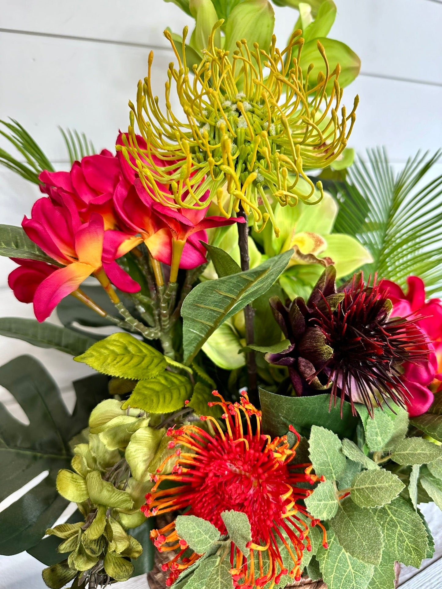 Exotic Plumeria Artificial Arrangement in Woven Basket, Vibrant 24x17 Tropical Decor Centerpiece for Home & Events TCT Crafts