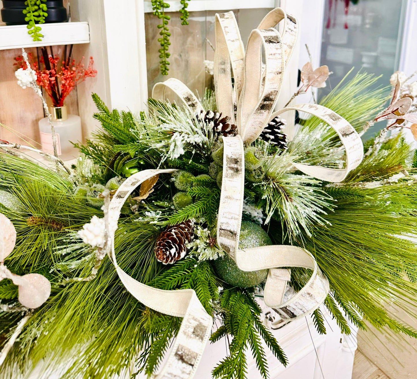 Rustic Farmhouse Christmas Table Swag | 42" Long Holiday Centerpiece TCT Crafts