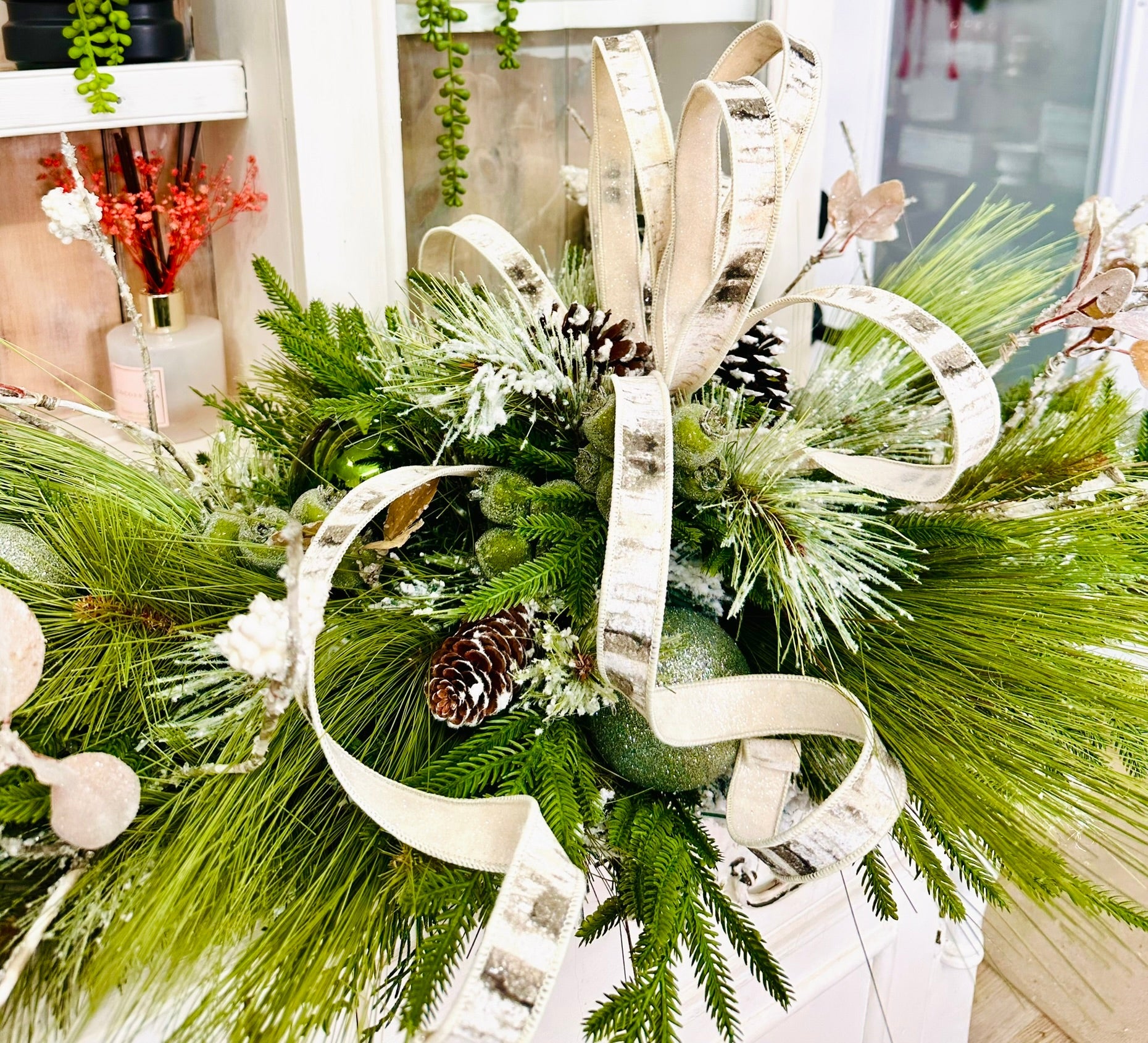 Rustic Farmhouse Christmas Table Swag | 42" Long Holiday Centerpiece TCT Crafts
