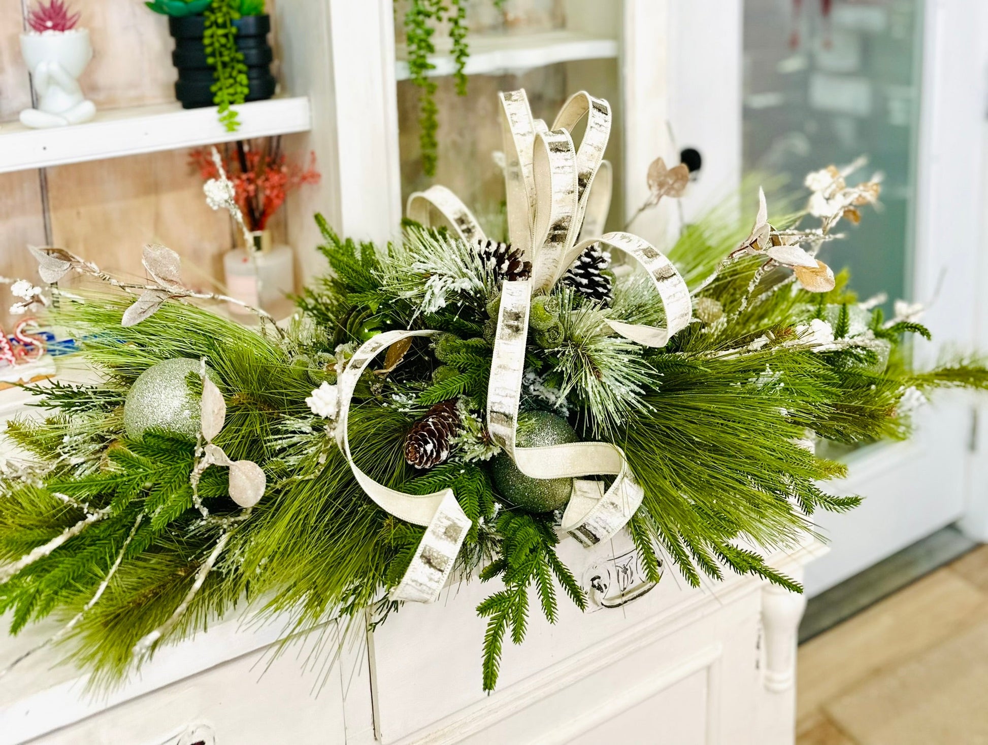 Rustic Farmhouse Christmas Table Swag | 42" Long Holiday Centerpiece TCT Crafts