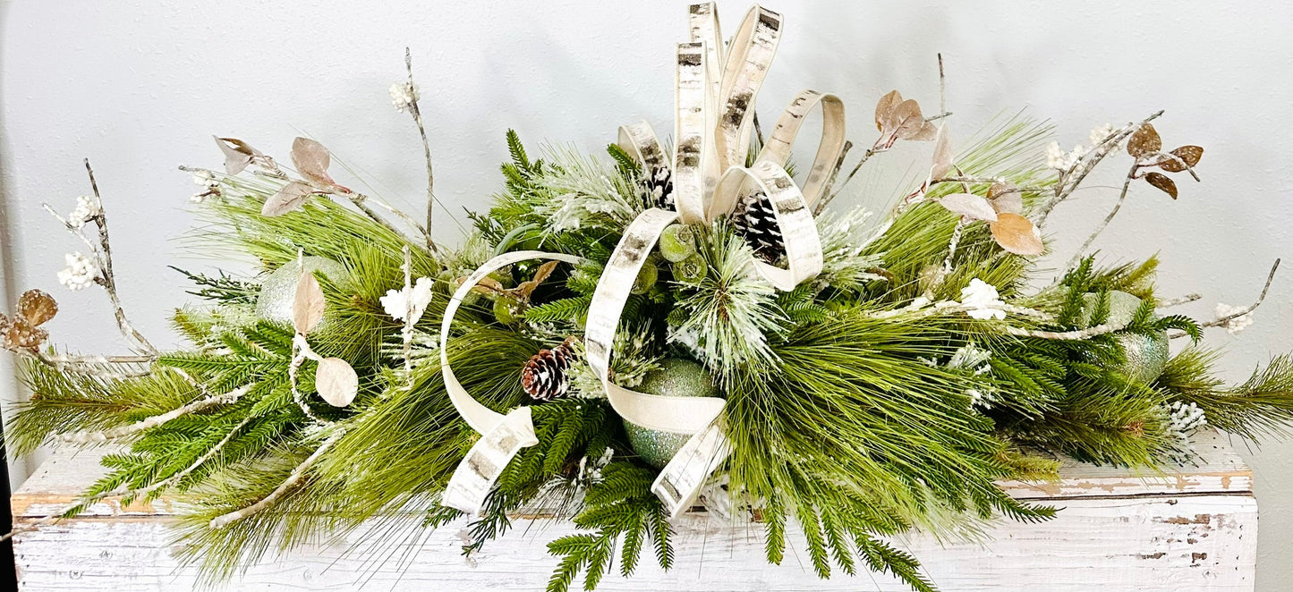 Rustic Farmhouse Christmas Table Swag | 42" Long Holiday Centerpiece TCT Crafts