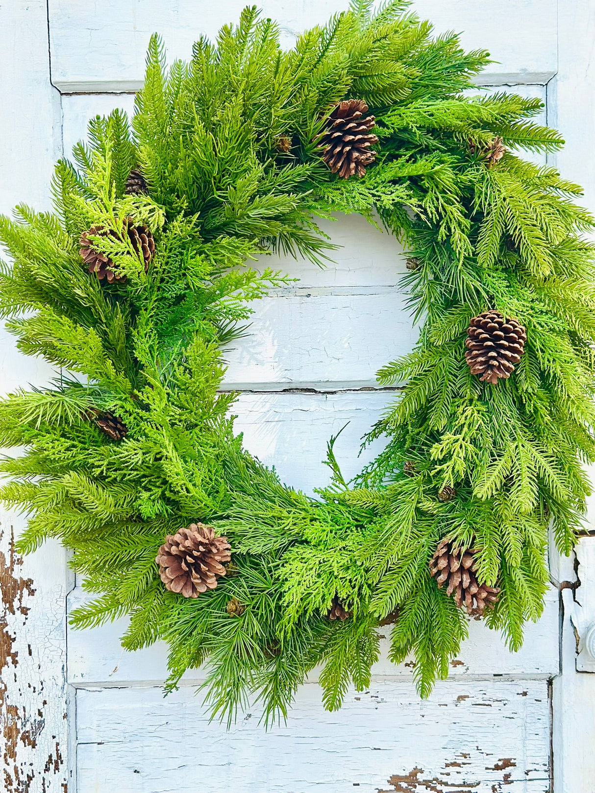 Natural Real Touch Mixed Winter Evergreen Front Door Winter Wreath TCT Crafts