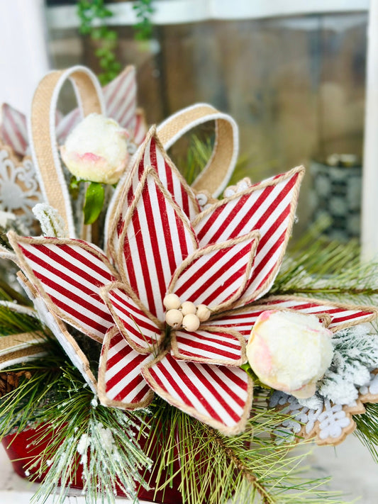 Rustic Glam Gingerbread Christmas Arrangement with Snowy Peonies & Burlap Ribbon TCT Crafts