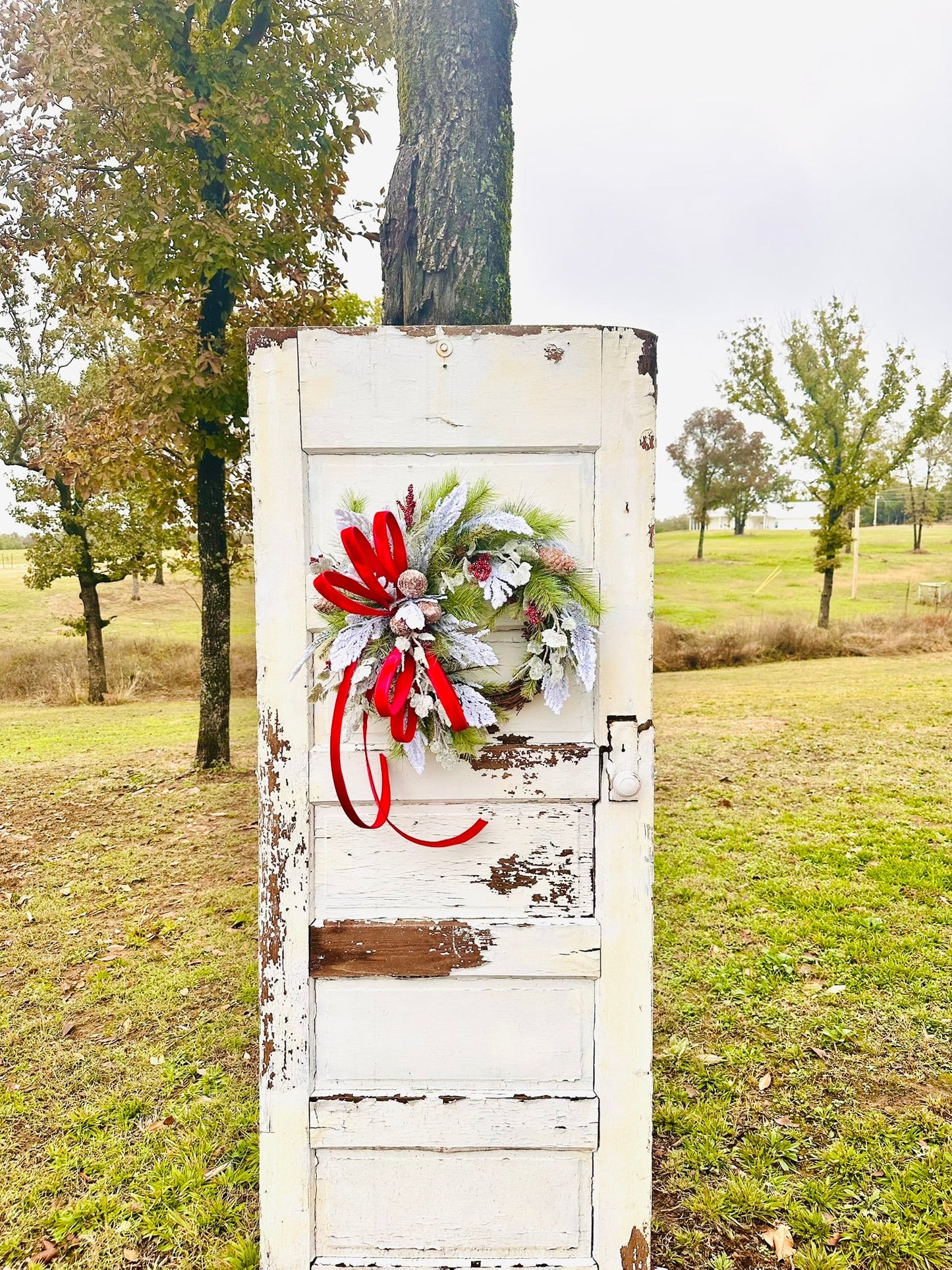 Classic Christmas Grapevine Wreath | Red Velvet Ribbon Winter Door Wreath TCT Crafts