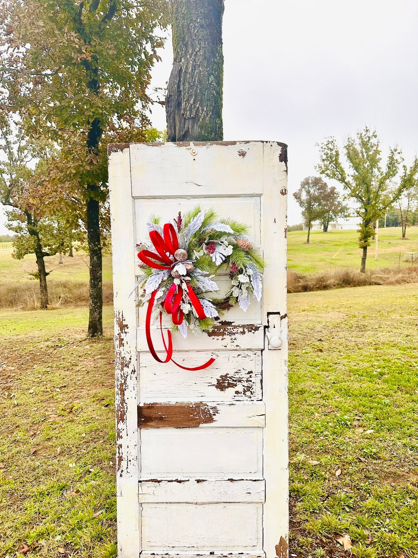 Classic Christmas Grapevine Wreath | Red Velvet Ribbon Winter Door Wreath TCT Crafts