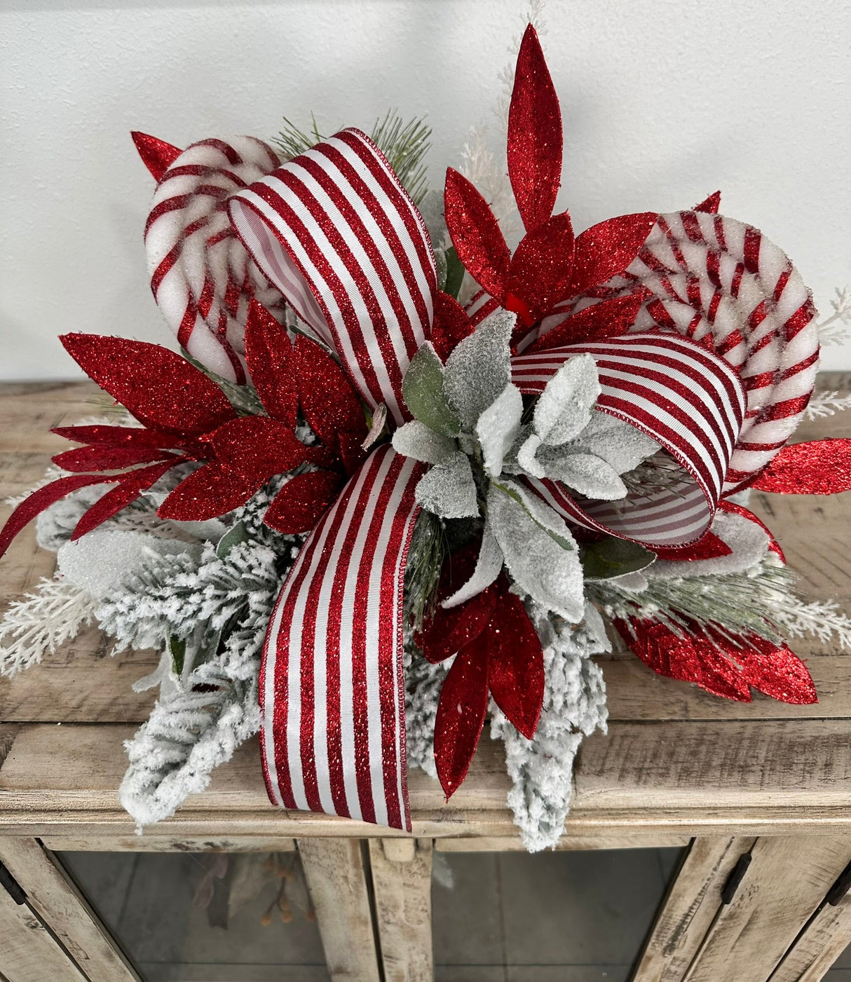 Red & White Peppermint Lollipop Holiday Centerpiece | Christmas Table Decor | 22x13 Festive Arrangement TCT Crafts