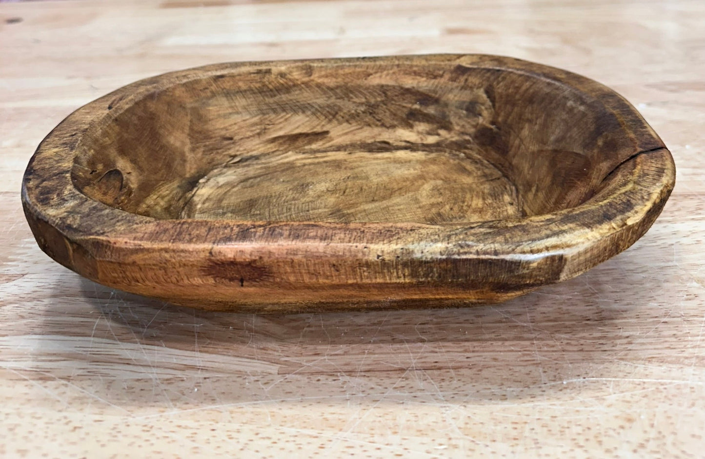 Handmade Wood Dough Bowl - Unique Stained Wooden Bowl - Approximately 10" for Rustic Decor and Serving TCT Crafts