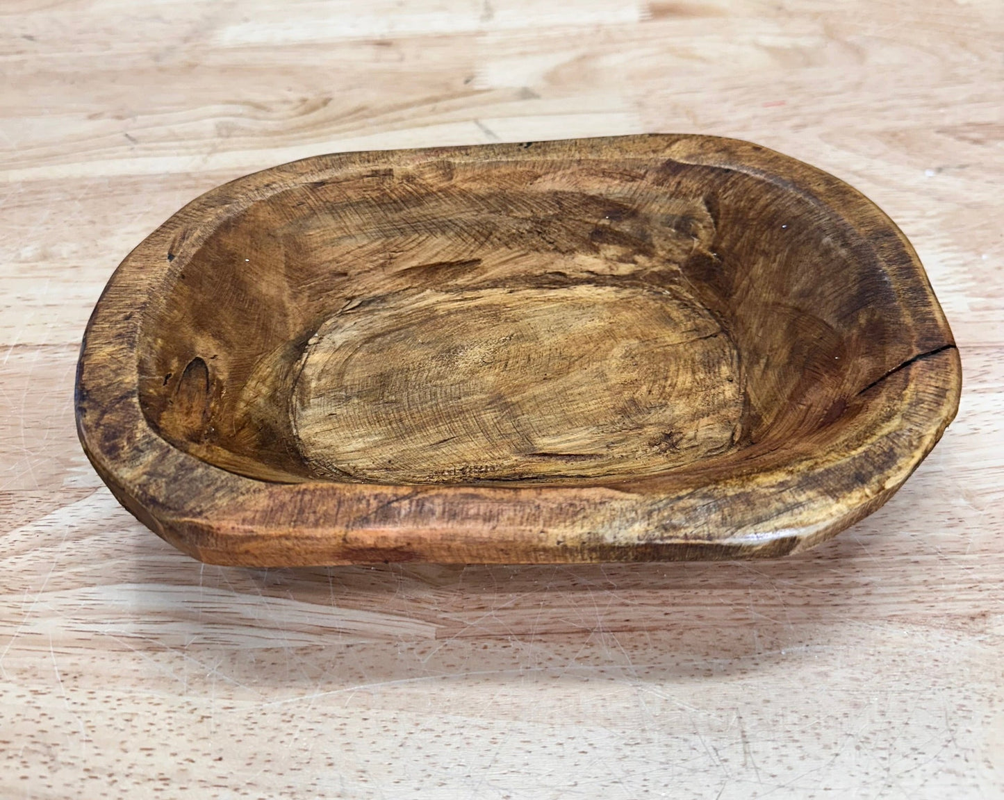 Handmade Wood Dough Bowl - Unique Stained Wooden Bowl - Approximately 10" for Rustic Decor and Serving TCT Crafts