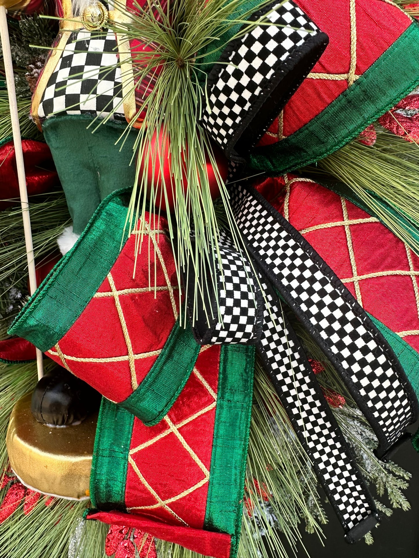 Extravagant XL Nutcracker Christmas Wreath Swag | 42"x22" Holiday Decor with Plush Nutcrackers, Ornaments & Designer Ribbon