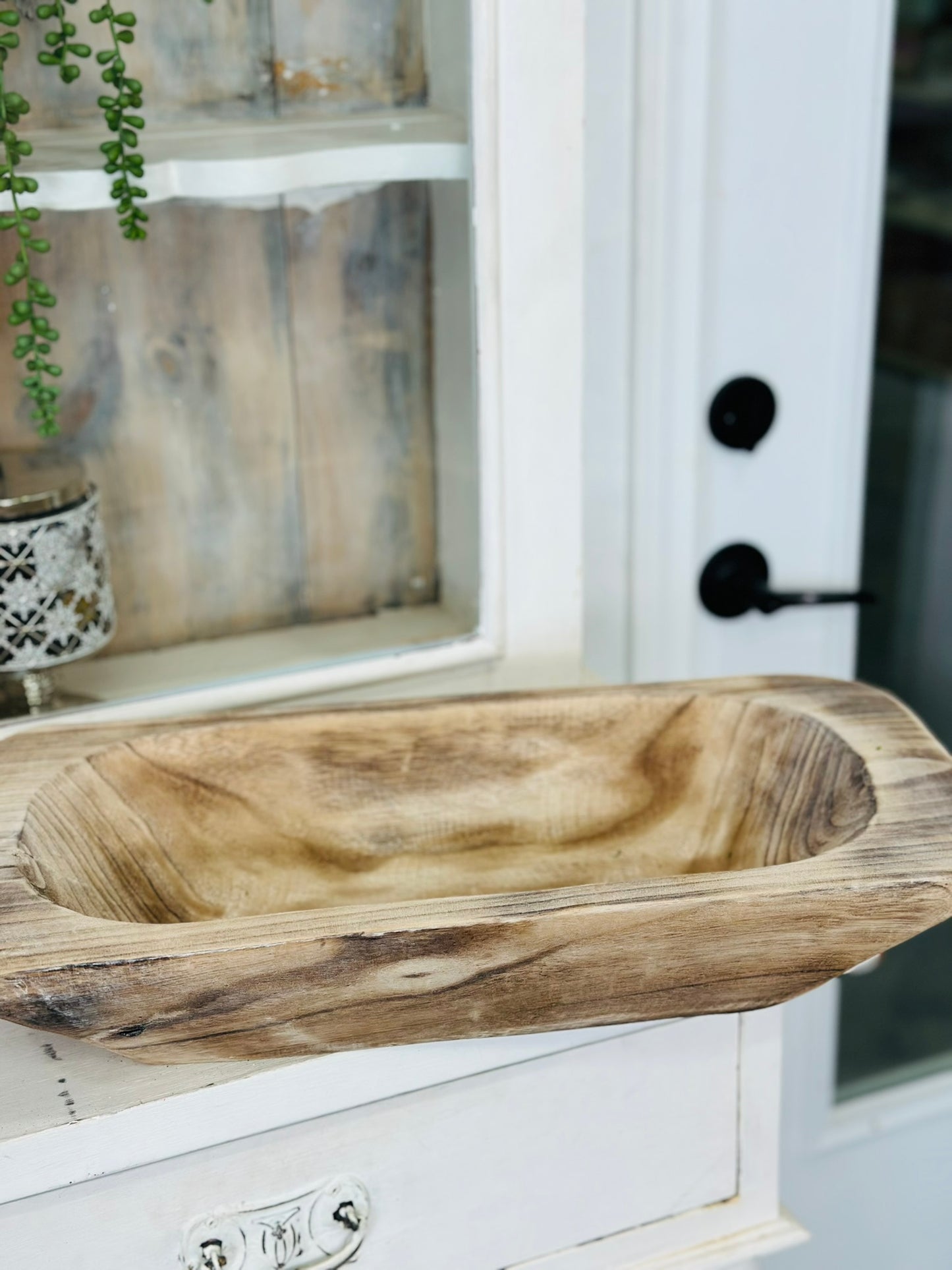 Natural Wood Dough Bowl – 20"" Rustic Wooden Bowl for Decor, Serving, Candle Making, or Centerpieces