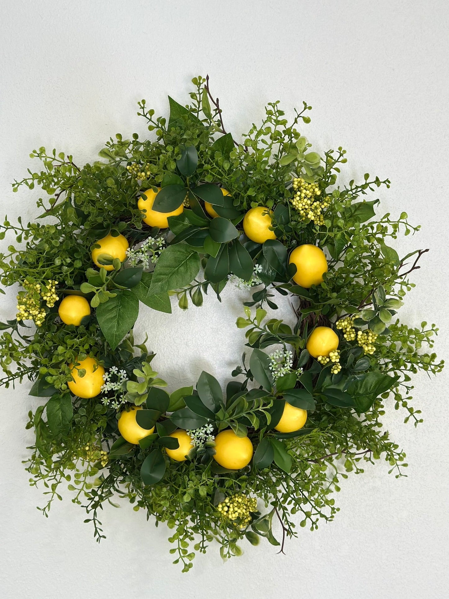 Everyday Lemon Greenery Wreath - 18"x18" Kitchen & Summer Home Decor TCTCrafts