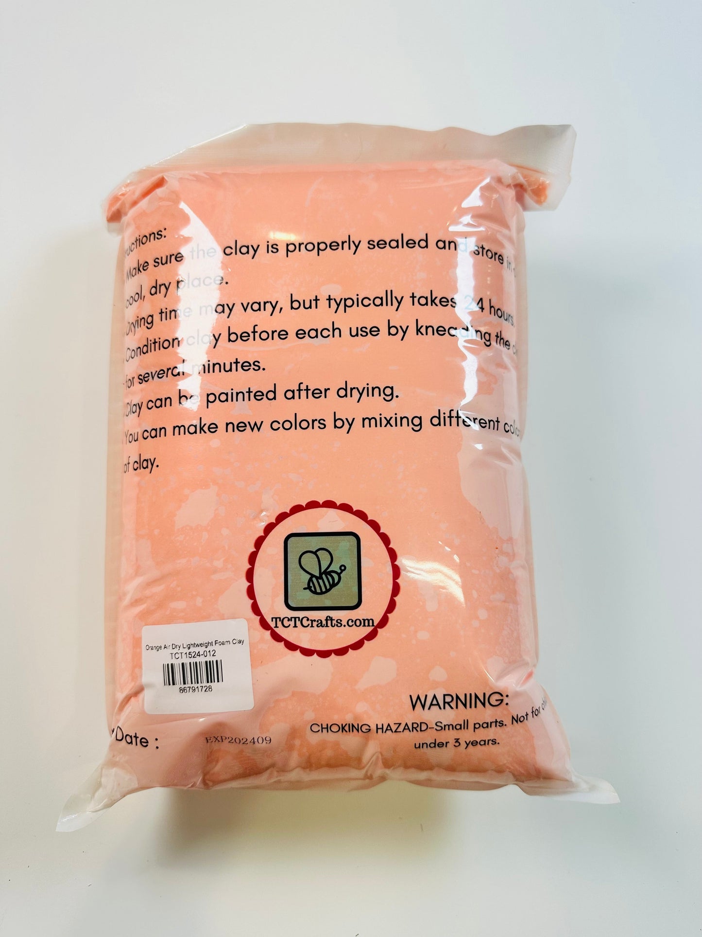 Orange Air Dry Lightweight Foam Clay TCT Crafts