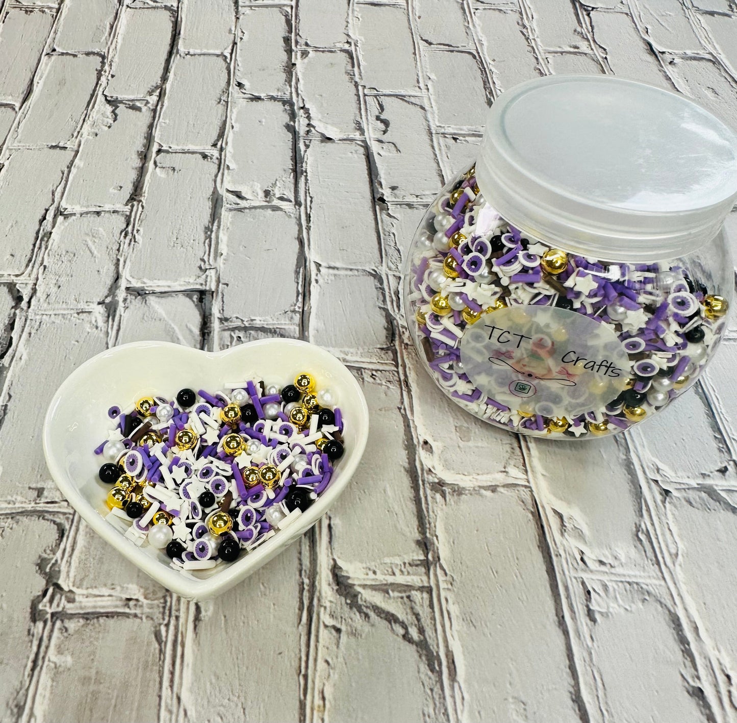150g Purple Eyes Halloween Polymer Clay Sprinkle Mix - Ideal for Fake Bakes, Clay Art, Slime - Spooky, Mysterious, and Festive TCTCrafts