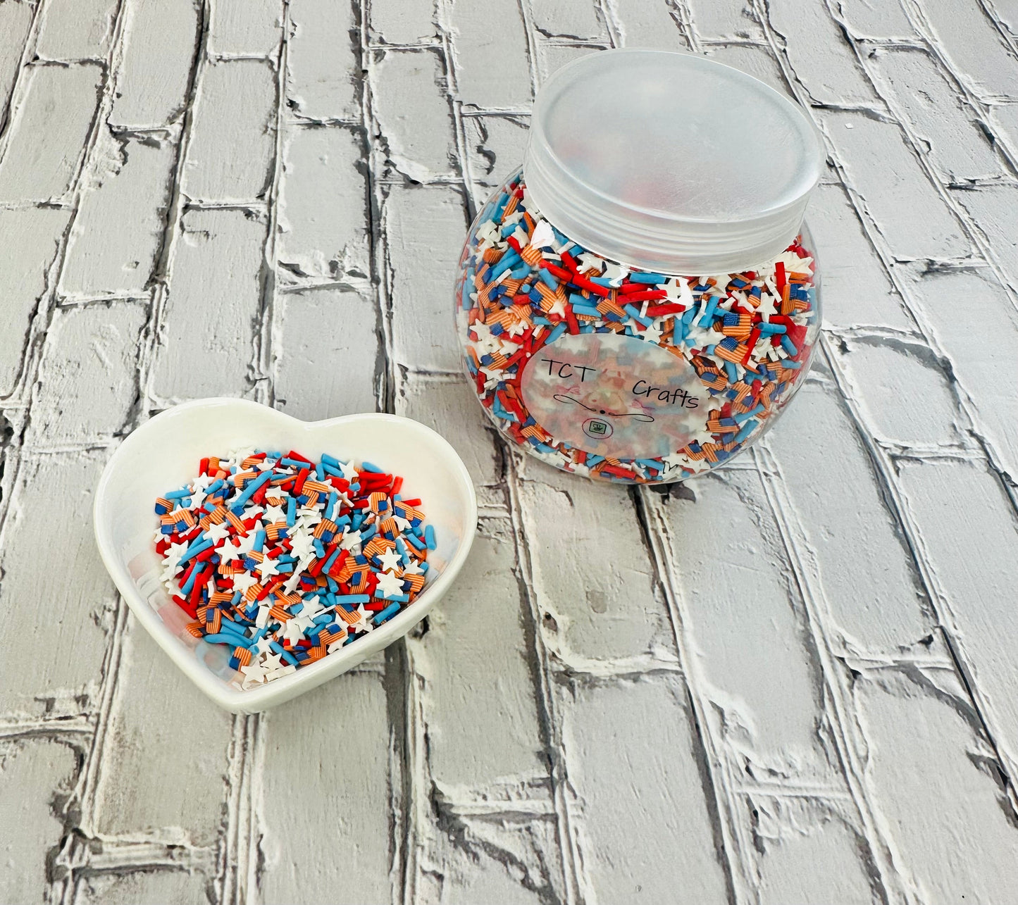 150g Patriotic Flag Polymer Clay Faux Sprinkle Mix - Ideal for Fake Bakes, Clay Art, Slime - Vibrant and Festive TCTCrafts