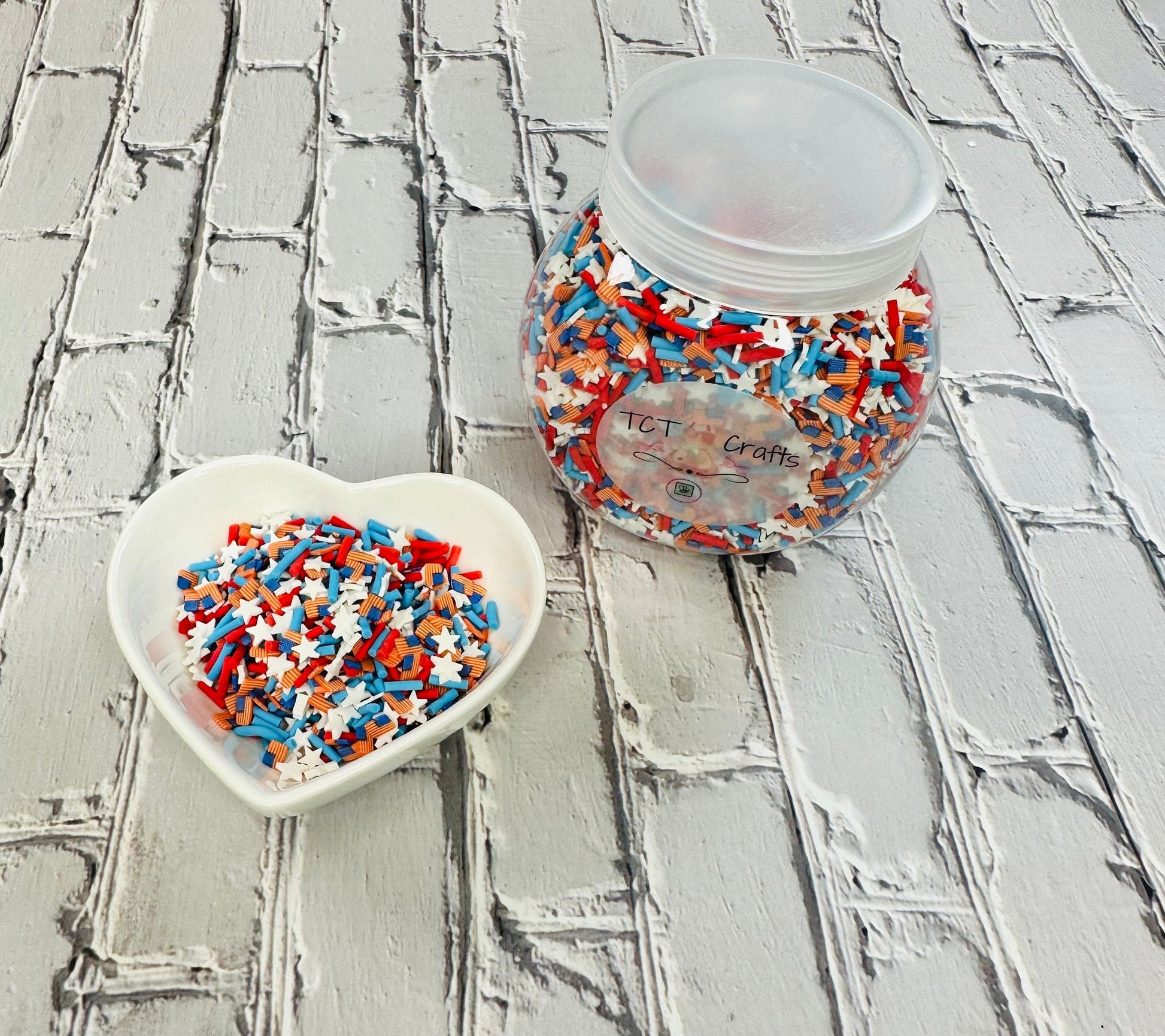150g Patriotic Flag Polymer Clay Faux Sprinkle Mix - Ideal for Fake Bakes, Clay Art, Slime - Vibrant and Festive TCTCrafts