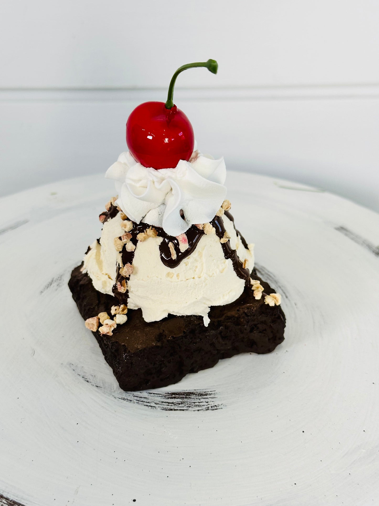 Deliciously Tempting: 4" Faux Brownie a la Mode Tiered Tray Prop