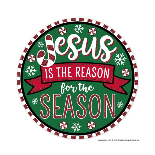 12" Jesus is the Reason for the Season Metal Sign – Christmas Wall Décor with Glitter Accents | TCT Crafts