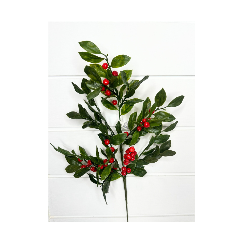 22" Red/Green Artificial Laurel Berry & Foliage Spray - Festive Holiday Decor- Artificial Flowers for Arrangements (XB594-RG)