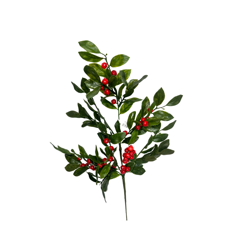 22" Red/Green Artificial Laurel Berry & Foliage Spray - Festive Holiday Decor- Artificial Flowers for Arrangements (XB594-RG)