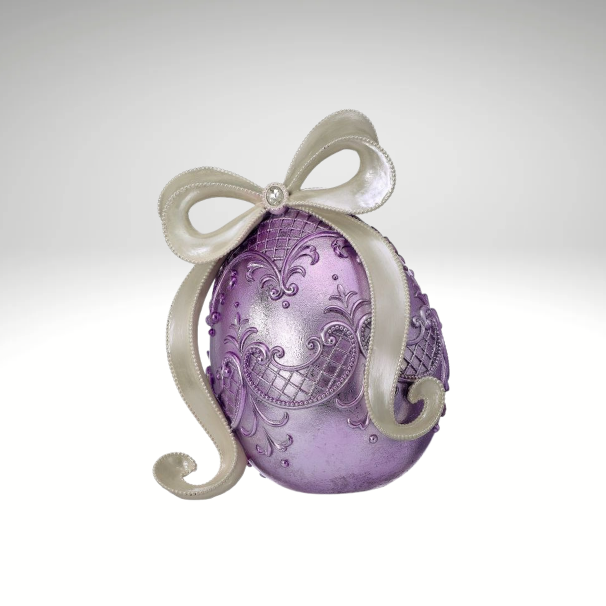 Lavender Resin Decorative Egg with Bow Easter Decor-MT26617