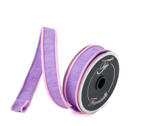 1"x10yd Designer Farrisilk Sherbert Cord Lavender Wired Ribbon with Pink Trim -  Purple Spring Wired Ribbon by TCT Crafts (RK531-70)
