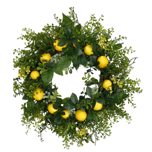 Everyday Lemon Greenery Wreath - 18"x18" Kitchen & Summer Home Decor TCTCrafts