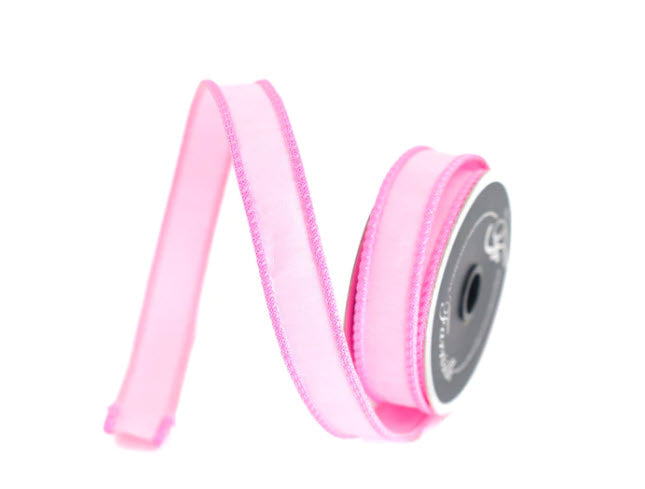 1"x10yd Designer Farrisilk Sherbert Cord Pink Wired Ribbon - Elegant Craft Supplies - Pink Spring Wired Ribbon by TCT Crafts (RK531-14) Farrisilk