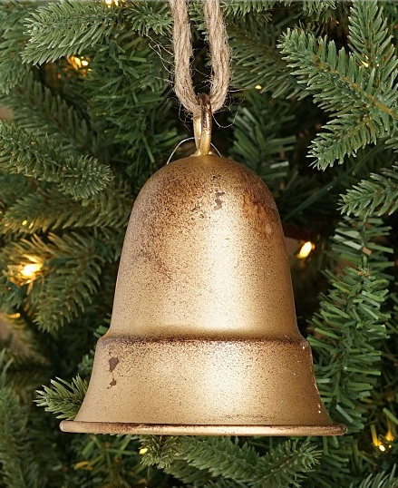 Vintage Gold Liberty Bell Ornament – Rustic Metal Holiday Bell with Rope Hanger-M32522 Impressive Enterprises, Inc.