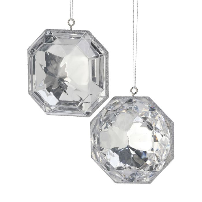 4" Acrylic Precious Gem Ornament Set | Round and Square | Choice of Colors | Set of 2 Assorted -MTX67413 Regency