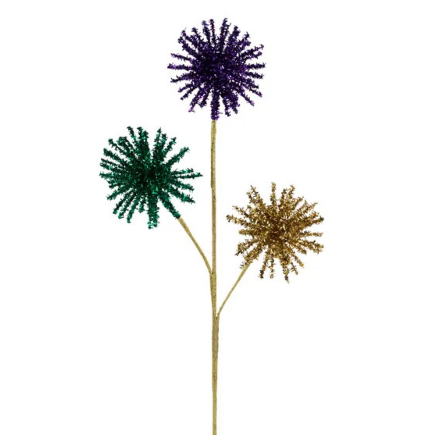 Mardi Gras Starburst Spray – 23.5" Purple Green Gold Glitter Pick-HG3346 Craig Bachman