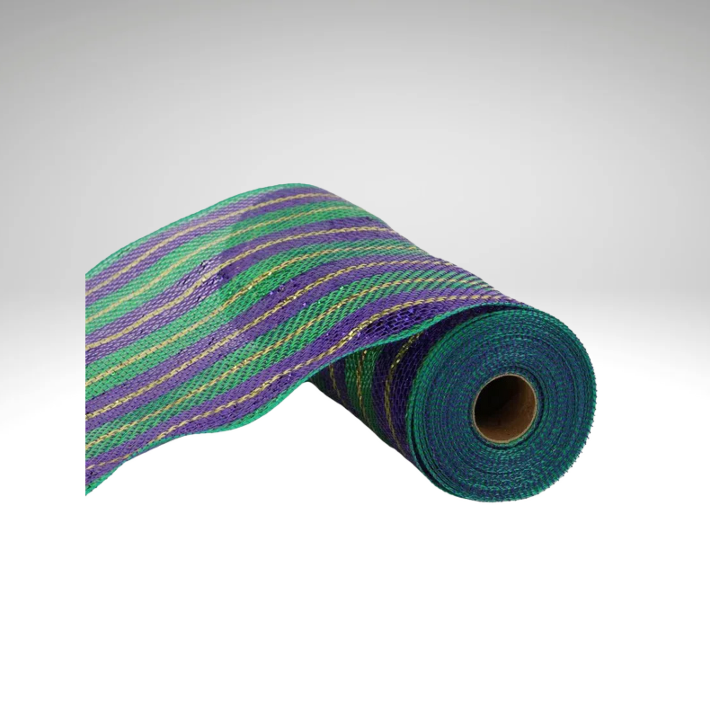 Mardi Gras Deco Mesh Roll – 10.25"x10yd Metallic Foil Purple Green Gold Craig Bachman