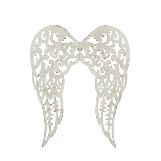 Metal Angel Wings Wall Decor – 17.75" Antique Cream Filigree-MM1112K5 Craig Bachman