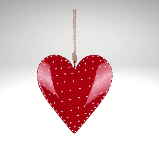 Red & White Metal Heart Ornament 6" | Hanging Iron Valentine Decor-HV914524 Craig Bachman