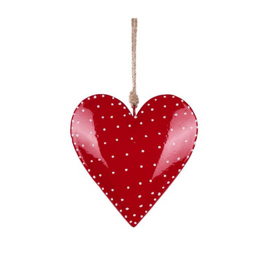 Red & White Metal Heart Ornament 6" | Hanging Iron Valentine Decor-HV914524 Craig Bachman