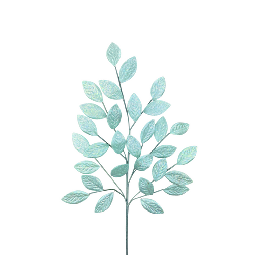 30" Mint Green Glossy Leaves Spray – Artificial Greenery Stem for Arrangements & Wreaths Liberty Floral