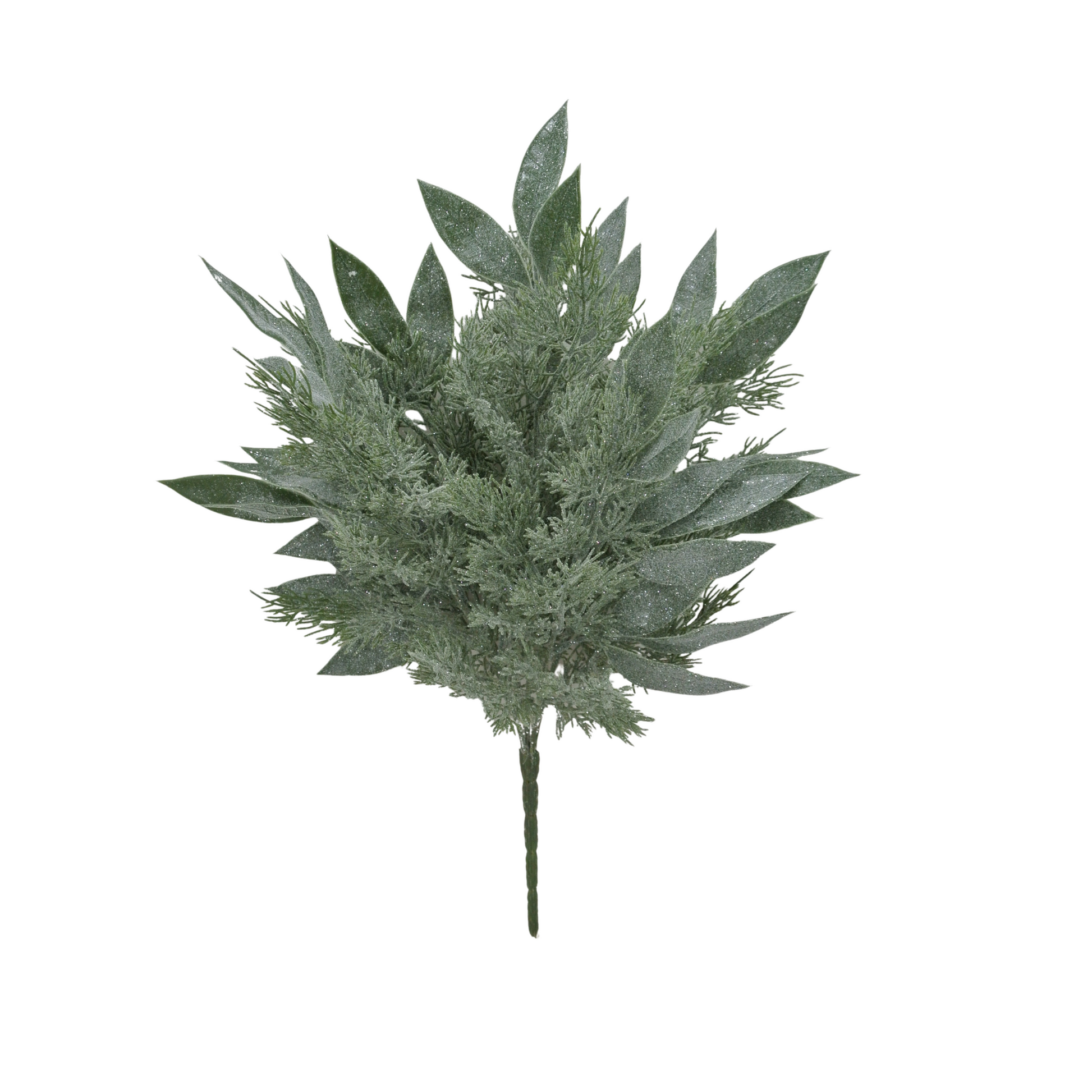 21" Mixed Cypress Olive Leaf Bush – Glittered Christmas Greenery-83655 Golden Bell