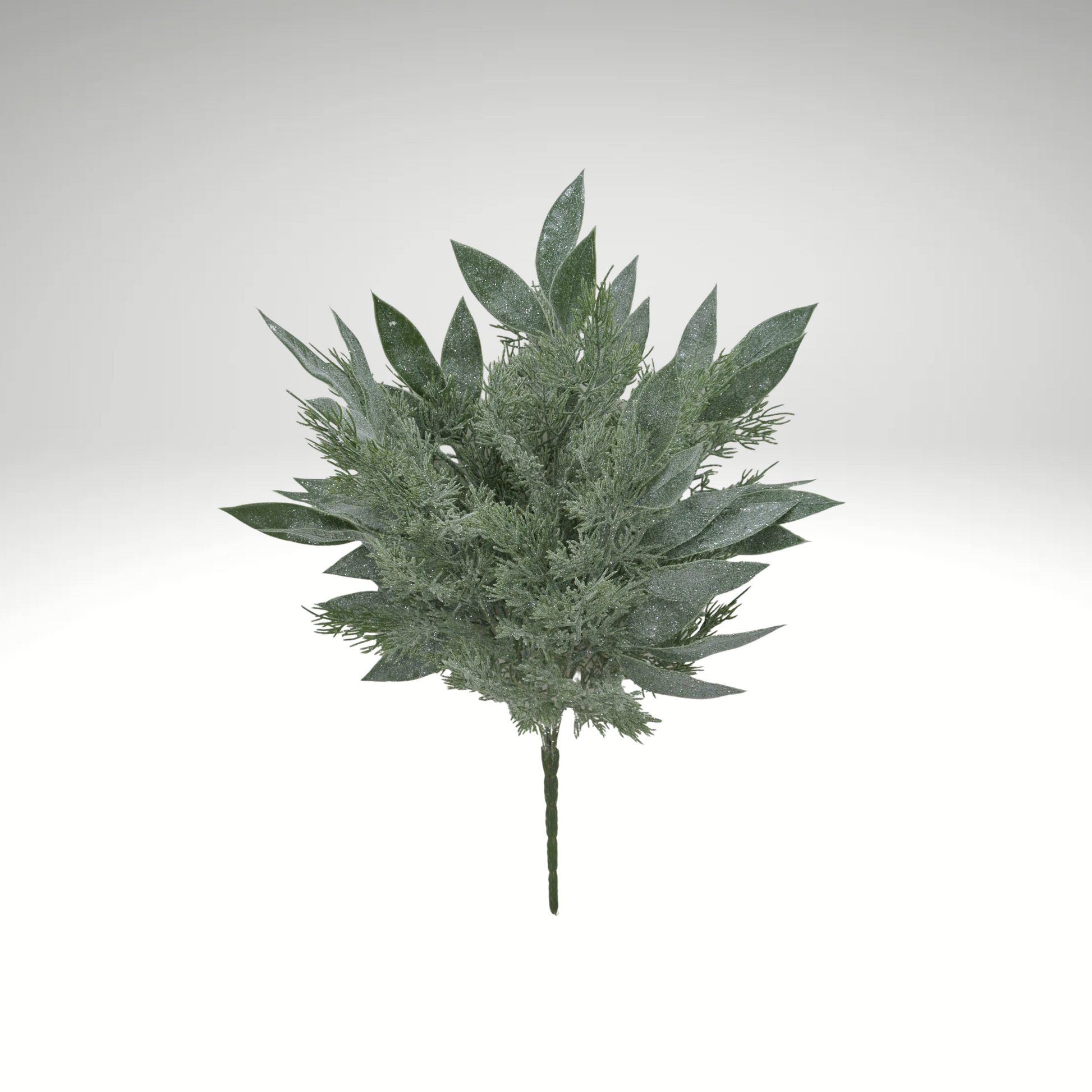 21" Mixed Cypress Olive Leaf Bush – Glittered Christmas Greenery-83655 Golden Bell